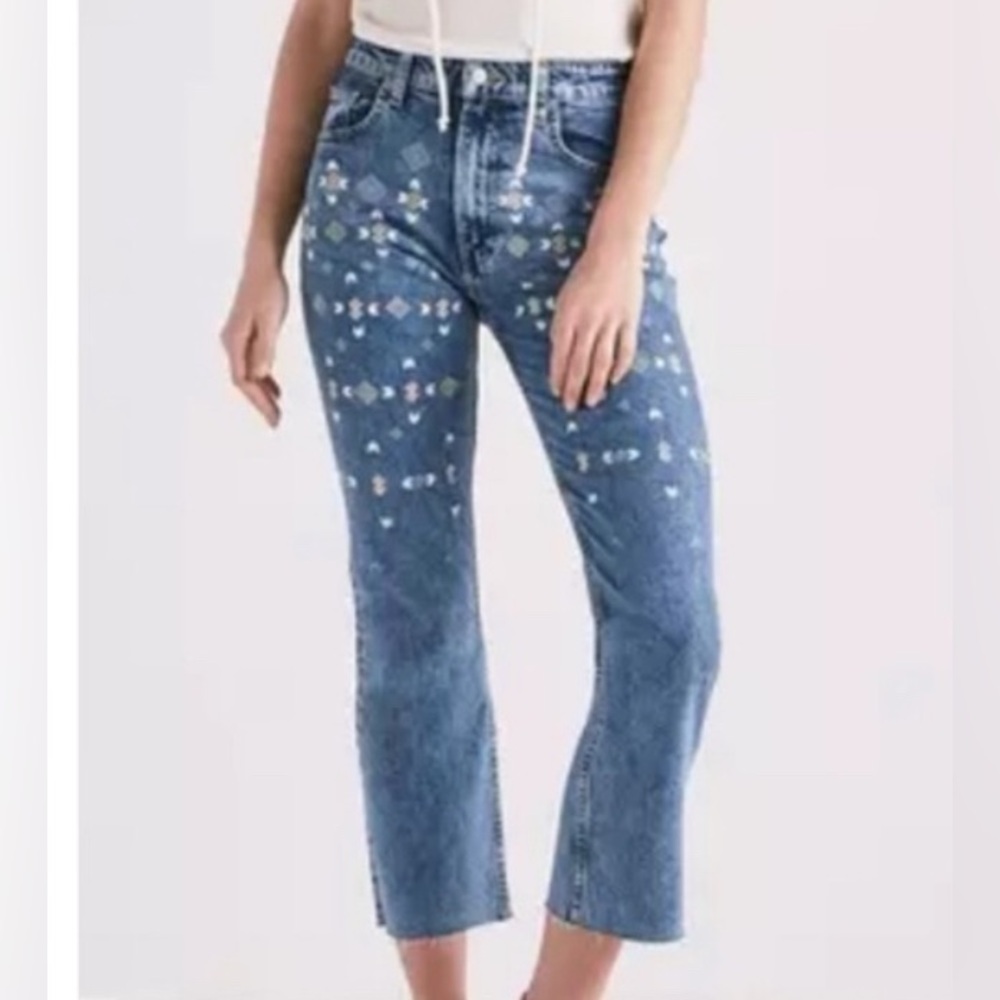 Lucky Brand Lucky Pins Southwestern Boho Cropped Embroidered Jeans 10 / 30